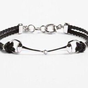 Gucci HorseBit Bracelet Leather Silver Black